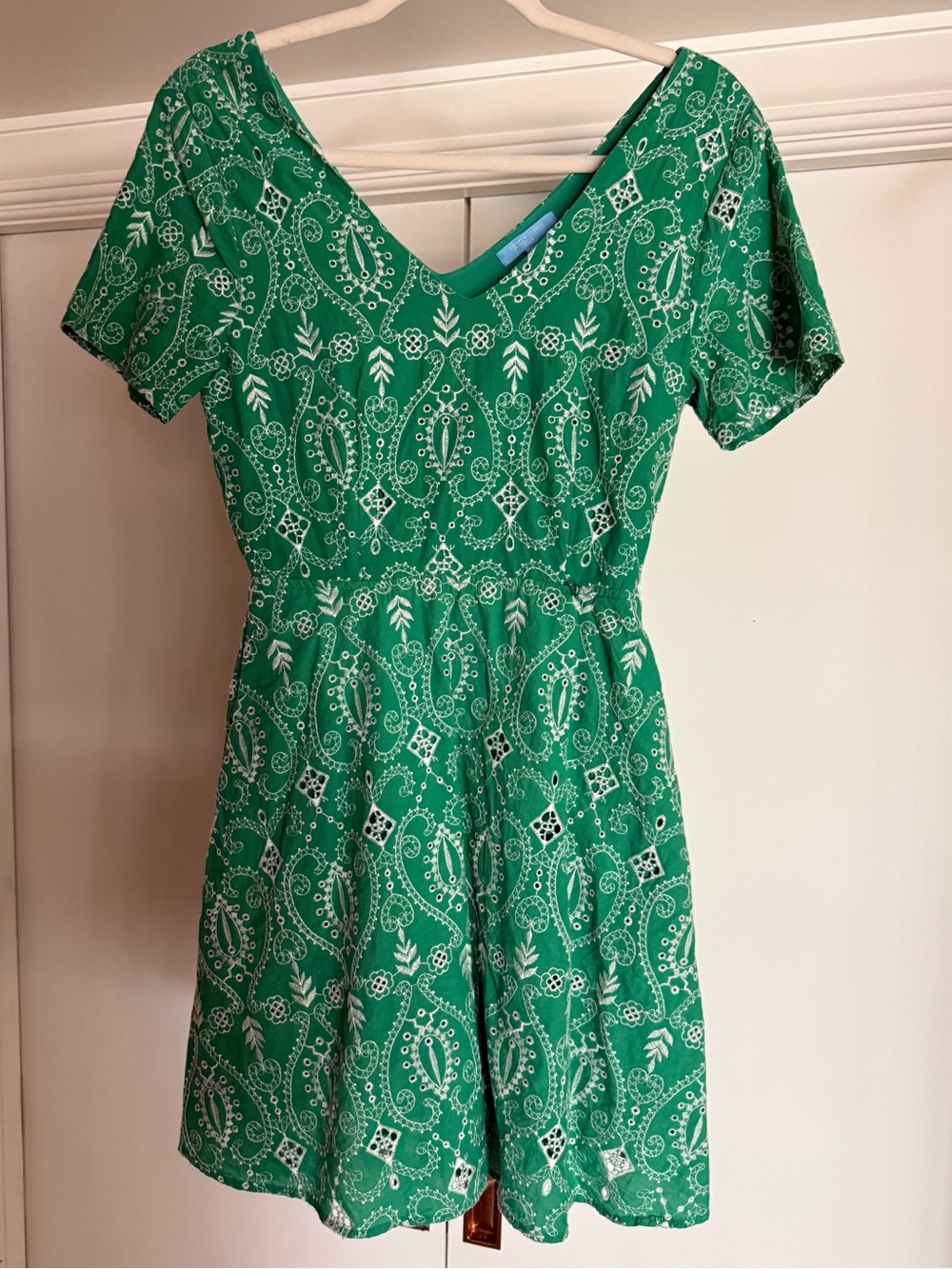 Draper James Emerald Green Printed V-Neck Fit & Flare Dress